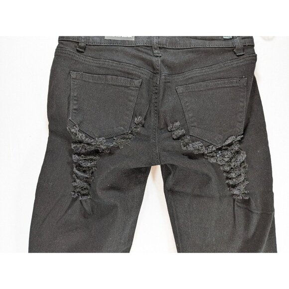 Fashion Nova All The Booty Ripped Skinny Jeans Black Womens 3 Distressed NWT - Picture 7 of 9